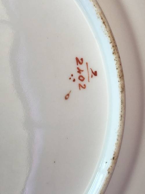 Antique Hand Painted Green & Gold Gilt Plate with Hand Painted Poppy
