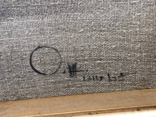 BEAUTIFUL DECOR ART !!!! FRAMED OIL ON CANVAS IN A LEATHER CLAD FRAME - SIGNED BY THE ARTIST