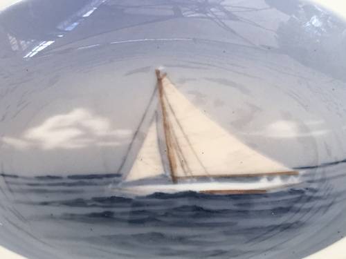 Vintage Royal Copenhagen Denmark Sailboat Decorative 13 cm Plat Nautical Decor with markings