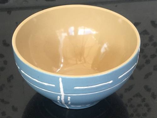 Vintage Regent Hand Painted Blue & White Art Deco Pottery Bowl with marking