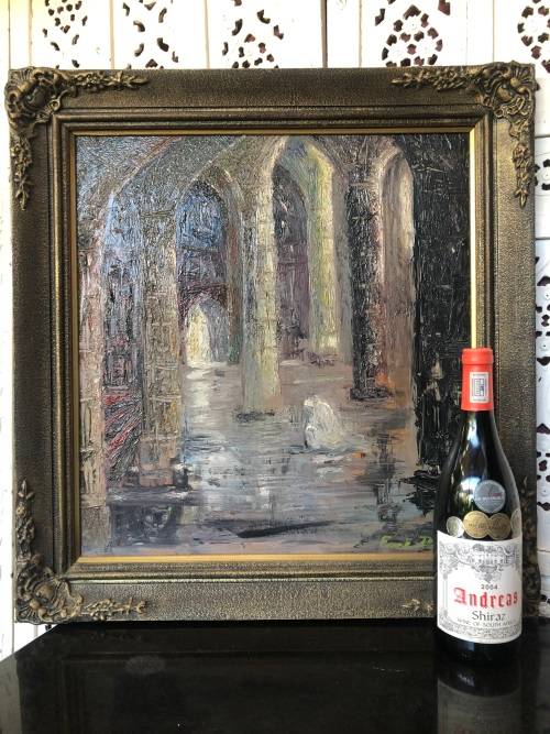 INVESTMENT ART !!! FRANK DOUGLAS (SA 1907 - 1975) - AMAZING FRAMED OIL ON BOARD INTERIOR SCENE