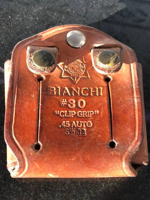 WOW !! GENUINE THICK LEATHER BIANCHI #30 CLIP GRIP FOR .45 AUTO - CLEARLY MARKED