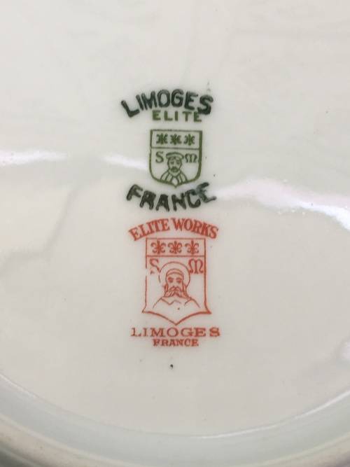 Antique Rose Elite Works St. Martial France Limoges c1920 marked Gold Gilt Frilled Bowls x 3