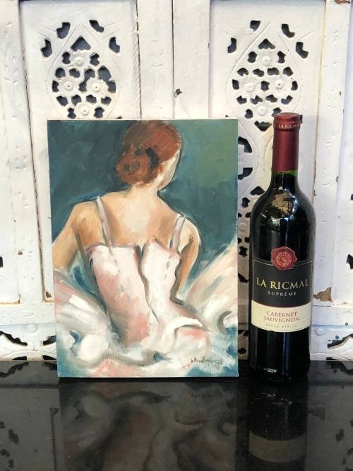 ILSE BADENHORST ( SA 20th C) STUNNING FRAMED OIL ON CANVAS BALLERINA PAINTING - UNFRAMED