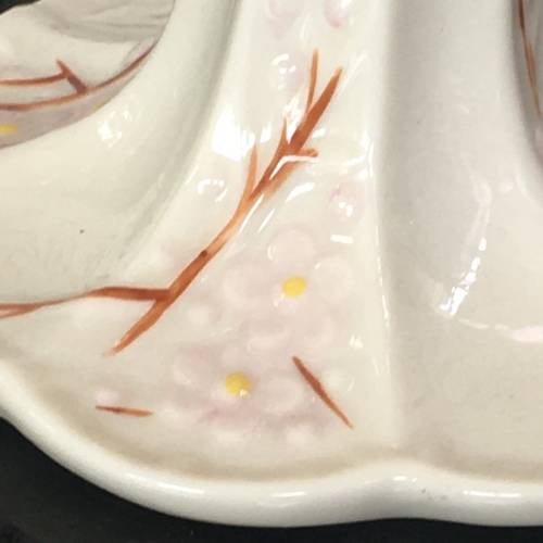 Belleek China Irish Symbols Ivory & Brown Candle Holder. Mint Condition. 12 cm