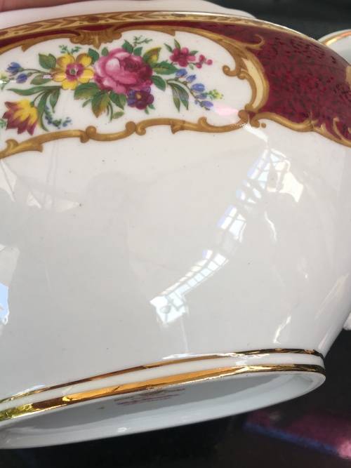 Classic Royal Albert "Lady Hamilton,Hampton Shape, Maroon & Gold, Floral Pattern Tea Pot 1Lt