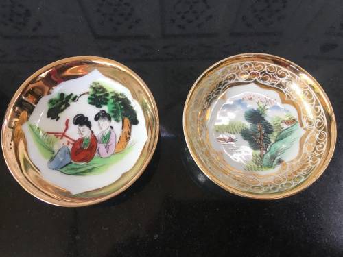 Beautiful lot Old Hand Painted Chinese Porcelain Sauce Bowls.