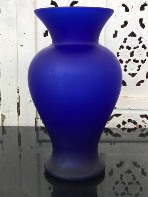 Vintage Matt Blue Glass Vase