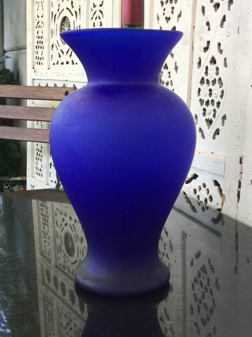 Vintage Matt Blue Glass Vase