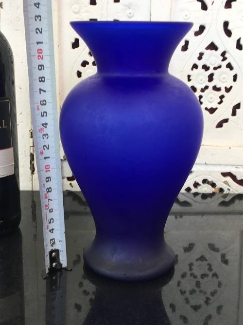 Vintage Matt Blue Glass Vase
