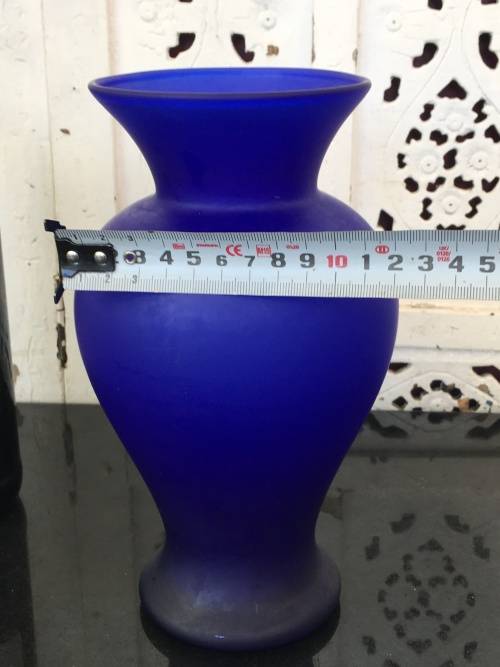 Vintage Matt Blue Glass Vase