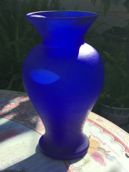 Vintage Matt Blue Glass Vase