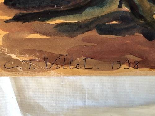 WOW !! CHARLES THEODORE VILLET ( 1896 - 1963) - STUNNING WATERCOLOR PAINTING No 26 - TITLED & SIGNED