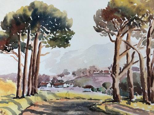 WOW !! CHARLES THEODORE VILLET ( 1896 - 1963) - STUNNING WATERCOLOR PAINTING No  80 - SIGNED