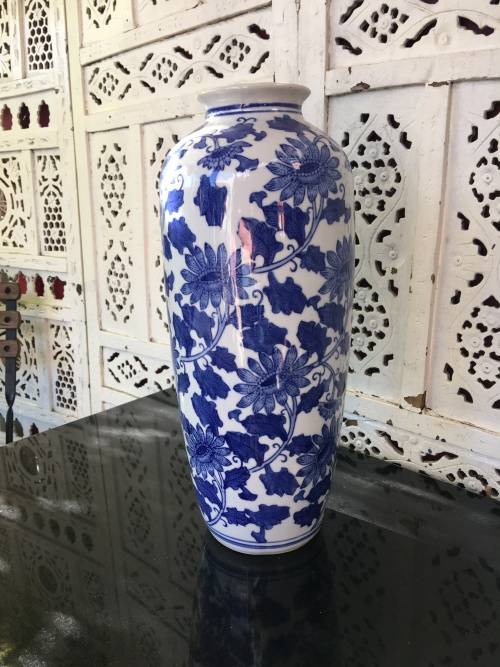 Extra Large  & Heavy Chinese Genuine Ming Blue & White Hand Painted Vase or Umbrella Stand