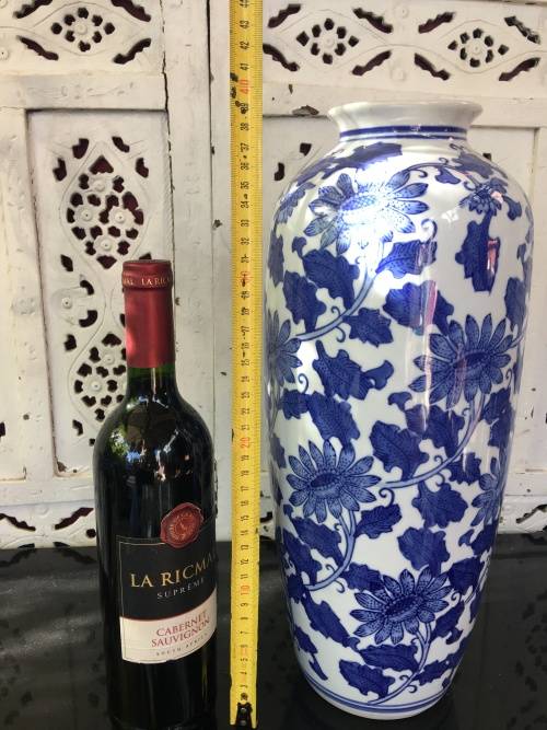 Extra Large  & Heavy Chinese Genuine Ming Blue & White Hand Painted Vase or Umbrella Stand