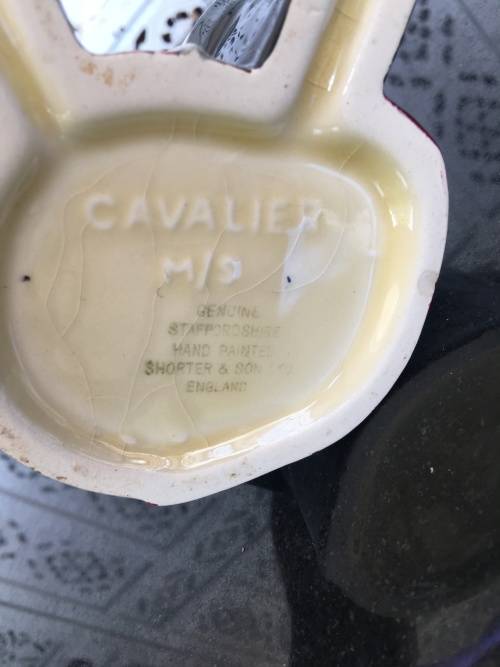 Cavalier c1905-1933 Genuine Staffordshire Shorter & Sons England H/Painted Tobi Pint Jug.