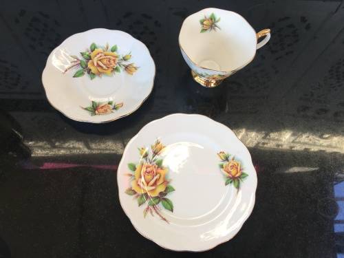 Royal Albert Bone China "Rosemary" c1950-1970 "Sweetheart Roses" Std Size Tea Trio Display Item