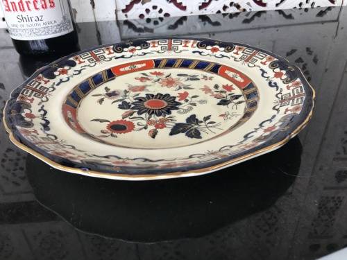 Antique Mason's Patent Ironstone China England Marked Hand Painted Imari Flat Dish 24cm
