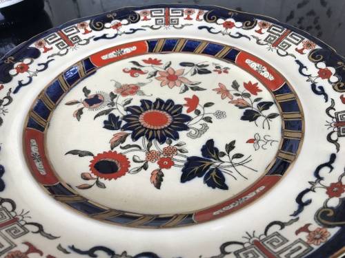 Antique Mason's Patent Ironstone China England Marked Hand Painted Imari Flat Dish 24cm