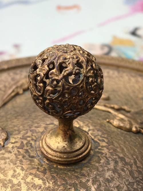 Wow!!!!! Grand Antique Bronze Lidded Ormolu Mounted Green Uranium Glass Candy Divider Dish