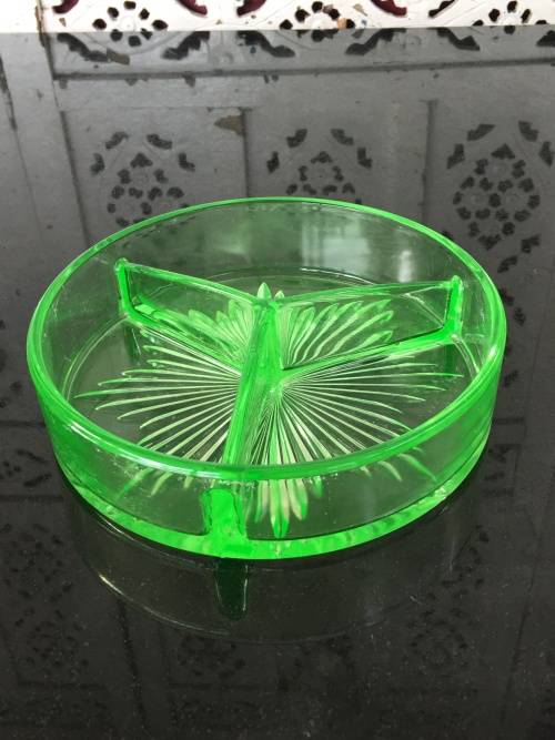 Wow!!!!! Grand Antique Bronze Lidded Ormolu Mounted Green Uranium Glass Candy Divider Dish