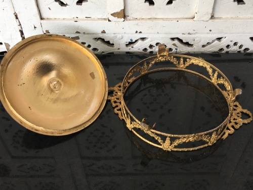 Wow!!!!! Grand Antique Bronze Lidded Ormolu Mounted Green Uranium Glass Candy Divider Dish