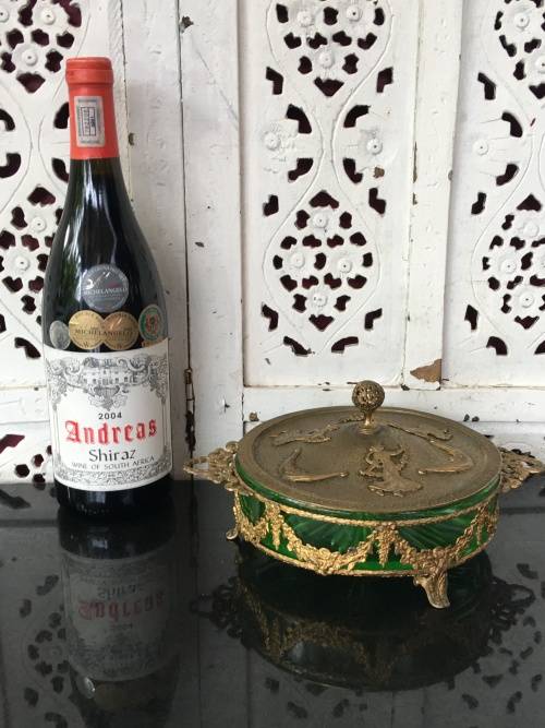 Wow!!!!! Grand Antique Bronze Lidded Ormolu Mounted Green Uranium Glass Candy Divider Dish