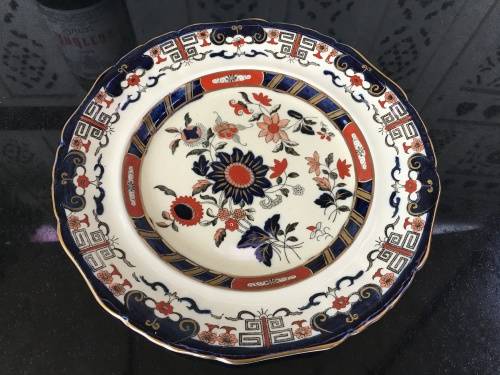 Antique Mason's Patent Ironstone China England Marked Hand Painted Imari Flat Dish 24cm