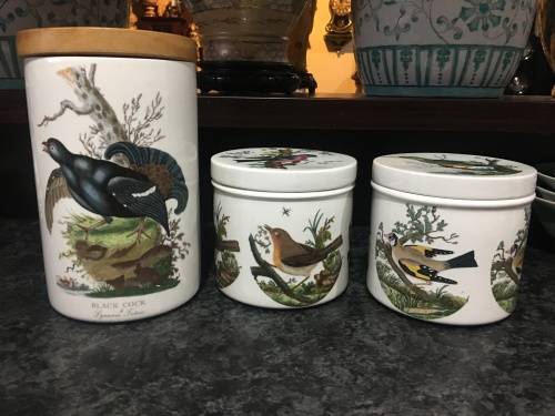 Vintage Portmeirion Birds Of Britain By E. Donavan/Susan Williams-Ellis Porcelain Storage Jars
