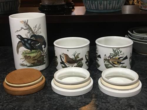 Vintage Portmeirion Birds Of Britain By E. Donavan/Susan Williams-Ellis Porcelain Storage Jars