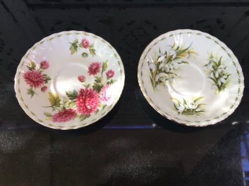 Royal Albert Bone China Chrysanthemum & Snowdrop Saucers