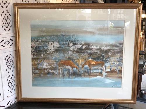 INVESTEMENT ART !!! GORDON VORSTER (SA 1924 - 1988) GORGEOUS FRAMED WATERCOLOR OF GEMSBOK