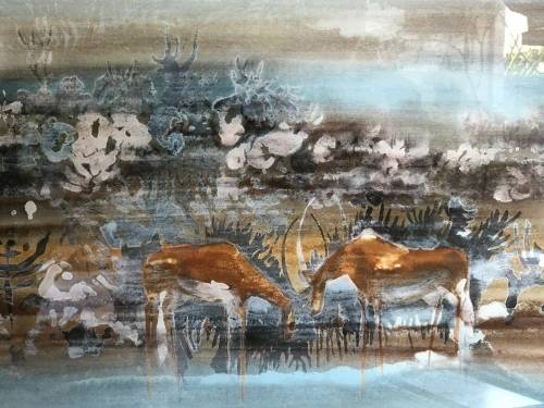 INVESTEMENT ART !!! GORDON VORSTER (SA 1924 - 1988) GORGEOUS FRAMED WATERCOLOR OF GEMSBOK