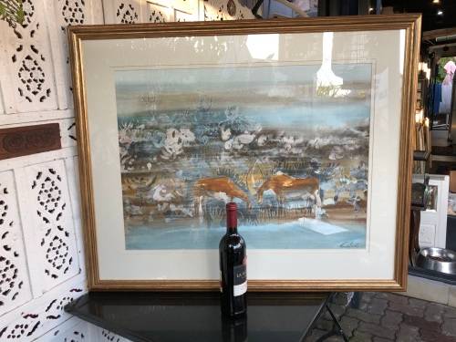 INVESTEMENT ART !!! GORDON VORSTER (SA 1924 - 1988) GORGEOUS FRAMED WATERCOLOR OF GEMSBOK