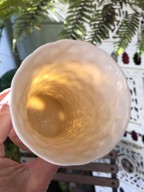 Vintage Belleek China Irish Symbols Ivory & Green Vase