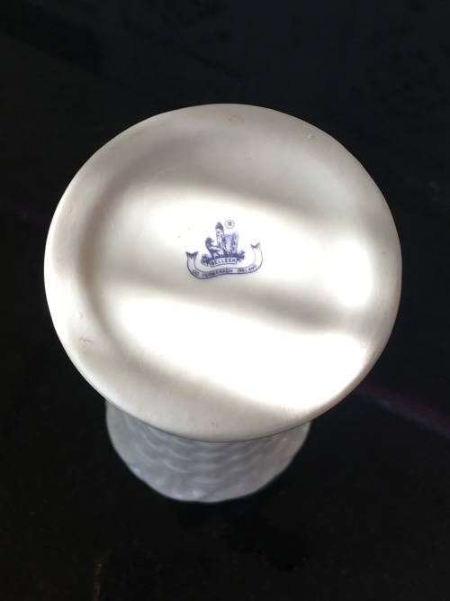 Vintage Belleek China Irish Symbols Ivory & Green Vase