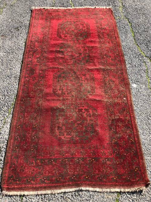 WOW !!! VINTAGE NICELY WORN HAND KNOTTED PURE WOOL IRANIAN BOKHARA PERSIAN CARPET 2300 x 1180mm