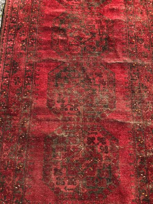 WOW !!! VINTAGE NICELY WORN HAND KNOTTED PURE WOOL IRANIAN BOKHARA PERSIAN CARPET 2300 x 1180mm