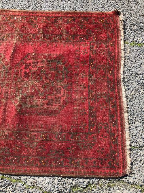 WOW !!! VINTAGE NICELY WORN HAND KNOTTED PURE WOOL IRANIAN BOKHARA PERSIAN CARPET 2300 x 1180mm