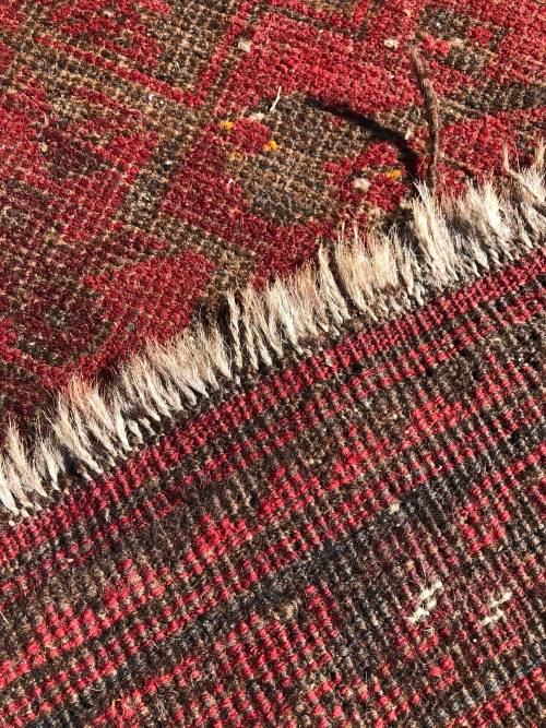 WOW !!! VINTAGE NICELY WORN HAND KNOTTED PURE WOOL IRANIAN BOKHARA PERSIAN CARPET 2300 x 1180mm