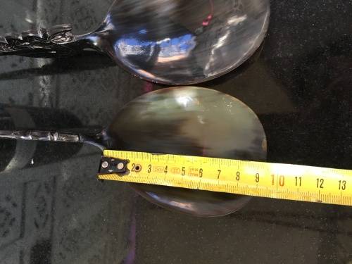 Vintage Carved & Polished Water Buffalo Horn Spoons With Dragon Handle Oriental