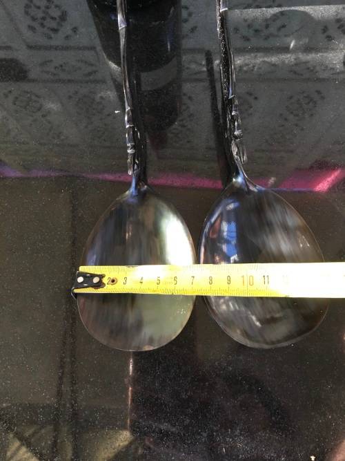 Vintage Carved & Polished Water Buffalo Horn Spoons With Dragon Handle Oriental