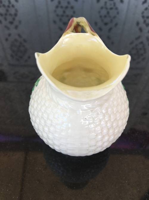 Vintage c 1926-1946 Belleek China Irish Symbols Ivory & Green Milk\Creamer