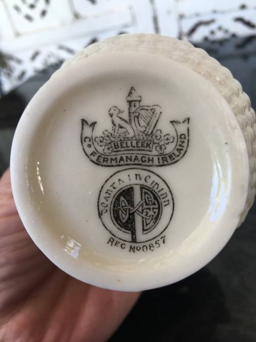 Vintage c 1926-1946 Belleek China Irish Symbols Ivory & Green Milk\Creamer