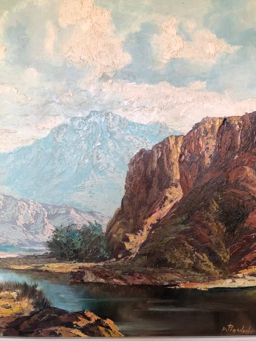 INVESTMENT ART !! DINO PARAVANO (SA 1935 - ) GORGEOUS LARGE OIL ON BOARD LANDSCAPE - EXQUISITE FRAME