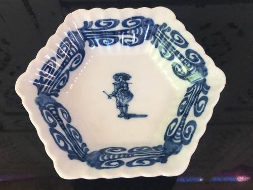 Vintage Makkum Dutch Pottery Hand Painted Blue Dish. Sign by Painter TS -Tonny Siemonsma c1940-1960