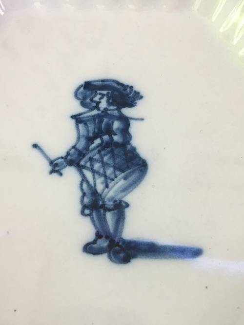 Vintage Makkum Dutch Pottery Hand Painted Blue Dish. Sign by Painter TS -Tonny Siemonsma c1940-1960