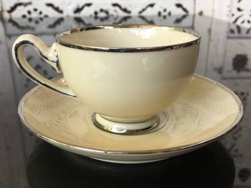 Rare KPM Kjebenhavns Porcellains Maleri A/5 Marked Biscuit & Silvert Gilt Duo Demmitasse