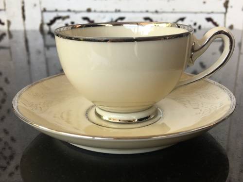 Rare KPM Kjebenhavns Porcellains Maleri A/5 Marked Biscuit & Silvert Gilt Duo Demmitasse